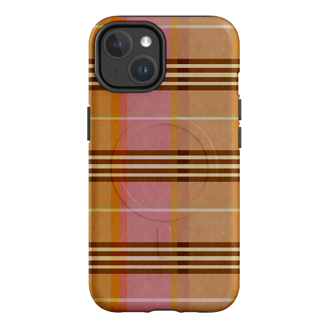 Peachy Plaid Phone Case for iPhone 15/14/13/12/11 Pro Max - Cute Tartan Pattern Protective Cover with Shockproof Design - Perfect for Everyday Use, Travel & Fashion Accessories