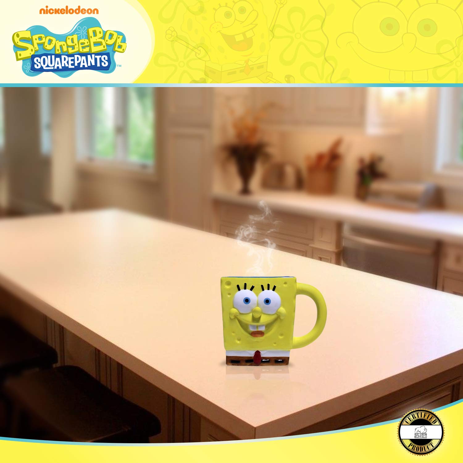 SpongeBob SquarePants 3D Ceramic Coffee Mug - 20oz Funny Cartoon Character Cup for Hot & Cold Drinks - Perfect for Home, Office, Gifts & Collectibles