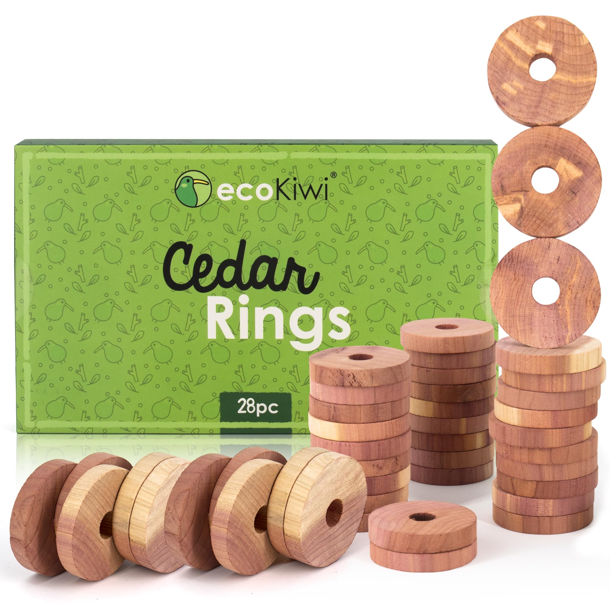 EcoKiwi 28-Pack Cedar Blocks for Closet & Drawer Storage - Natural Aromatic Cedar Wood Freshener for Clothes Protection
