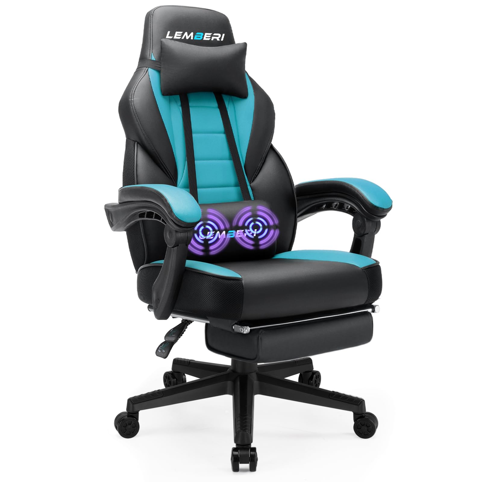 Premium LEMBERI Ergonomic Gaming Chair for Adults - High Back Racing Style Computer Gamer Chair with Adjustable Headrest, Lumbar Support & Footrest - 400lb Weight Capacity Big & Tall Office Chair - Perfect for Esports, Streaming & Long Gaming Sessions