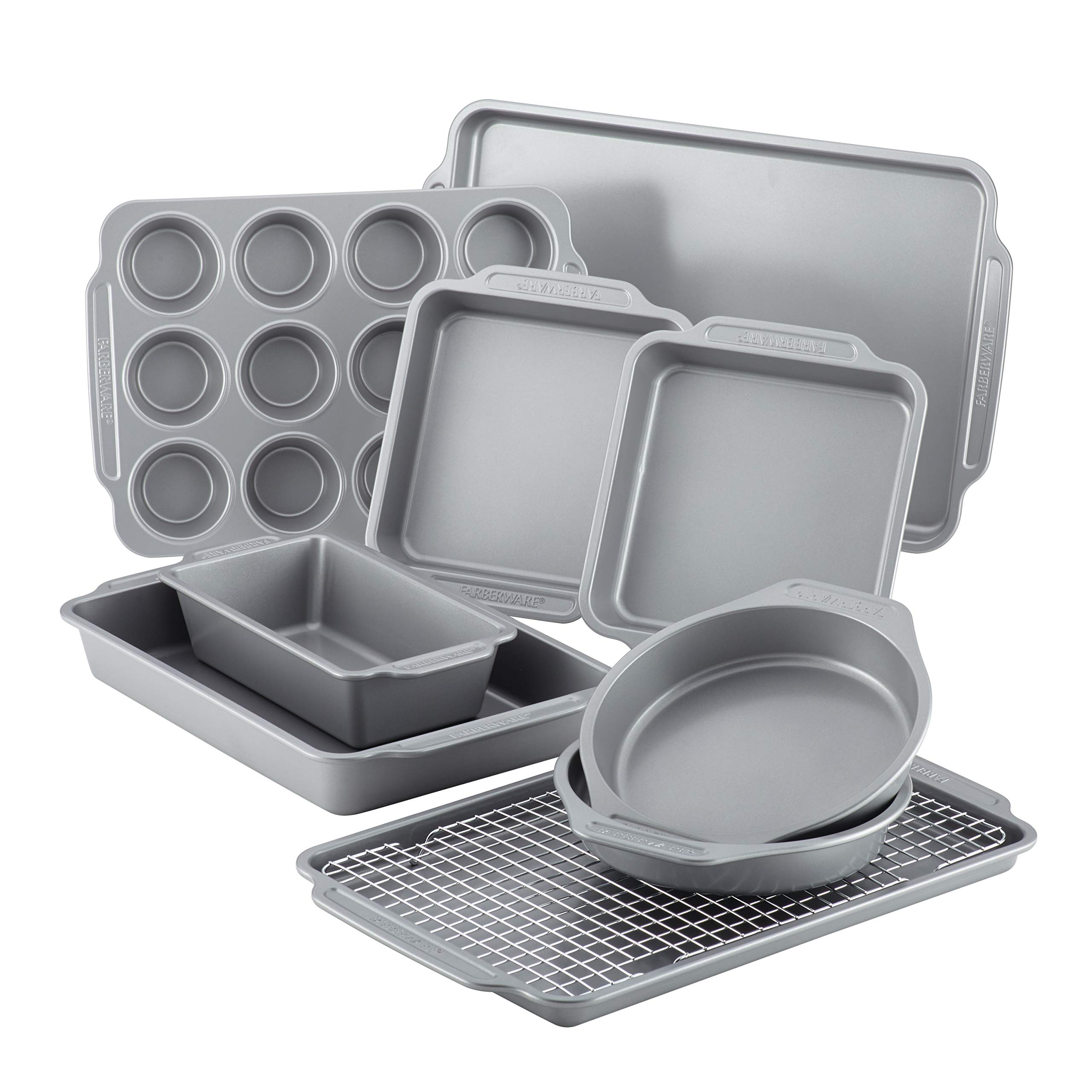 Farberware 15-Piece Stainless Steel Cookware Set with 10-Piece Nonstick Bakeware Set - Complete Kitchen Cookware & Baking Set for Cooking, Roasting, Baking - Perfect for Home Chefs & Professional Kitchens