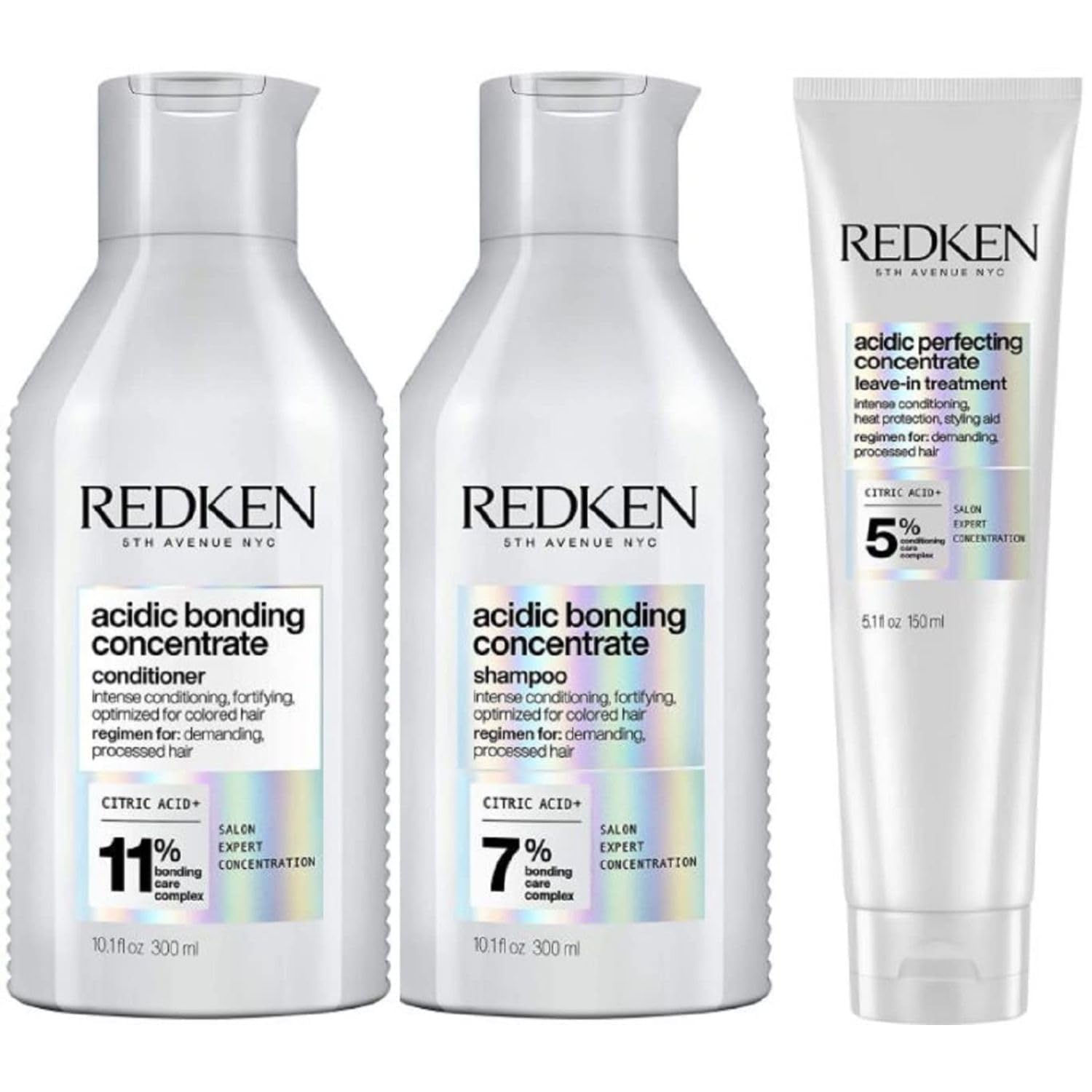 Redken Acidic Bonding Concentrate Shampoo & Conditioner Set - Repairing Treatment for Damaged Hair with Citric Acid | Strengthens Weak Hair Bonds for All Hair Types | Perfect for Color-Treated, Chemically Processed & Dry Hair