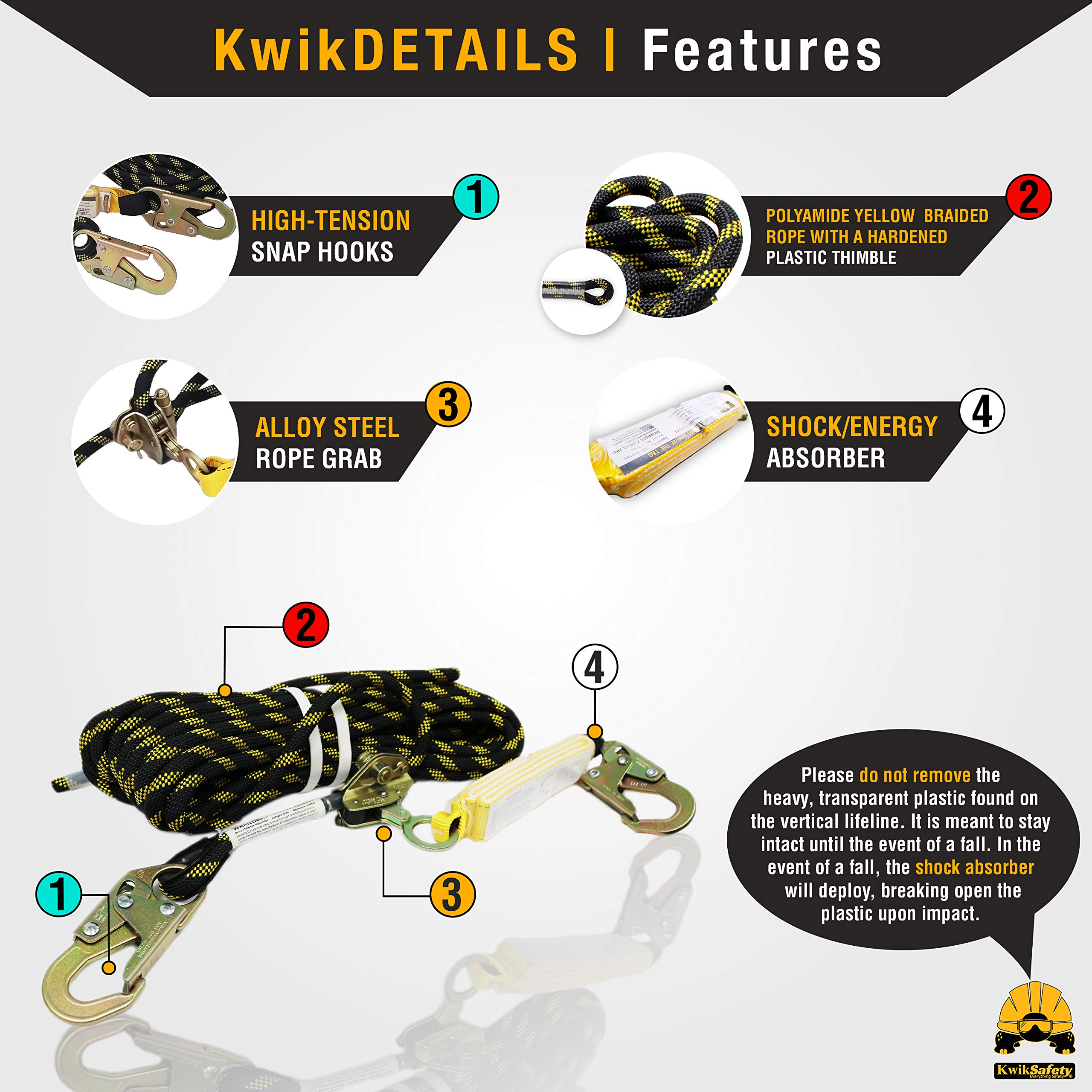 KwikSafety Premium Braided Rope Tsunami Bundle - 100FT Vertical Lifeline, Safety Harness, Lanyard, Cross Arm Strap, Tool Lanyard, Roof Anchor & 20L Dry Bag | ANSI OSHA Compliant | Fall Protection for Roofing, Construction & Industrial Work
