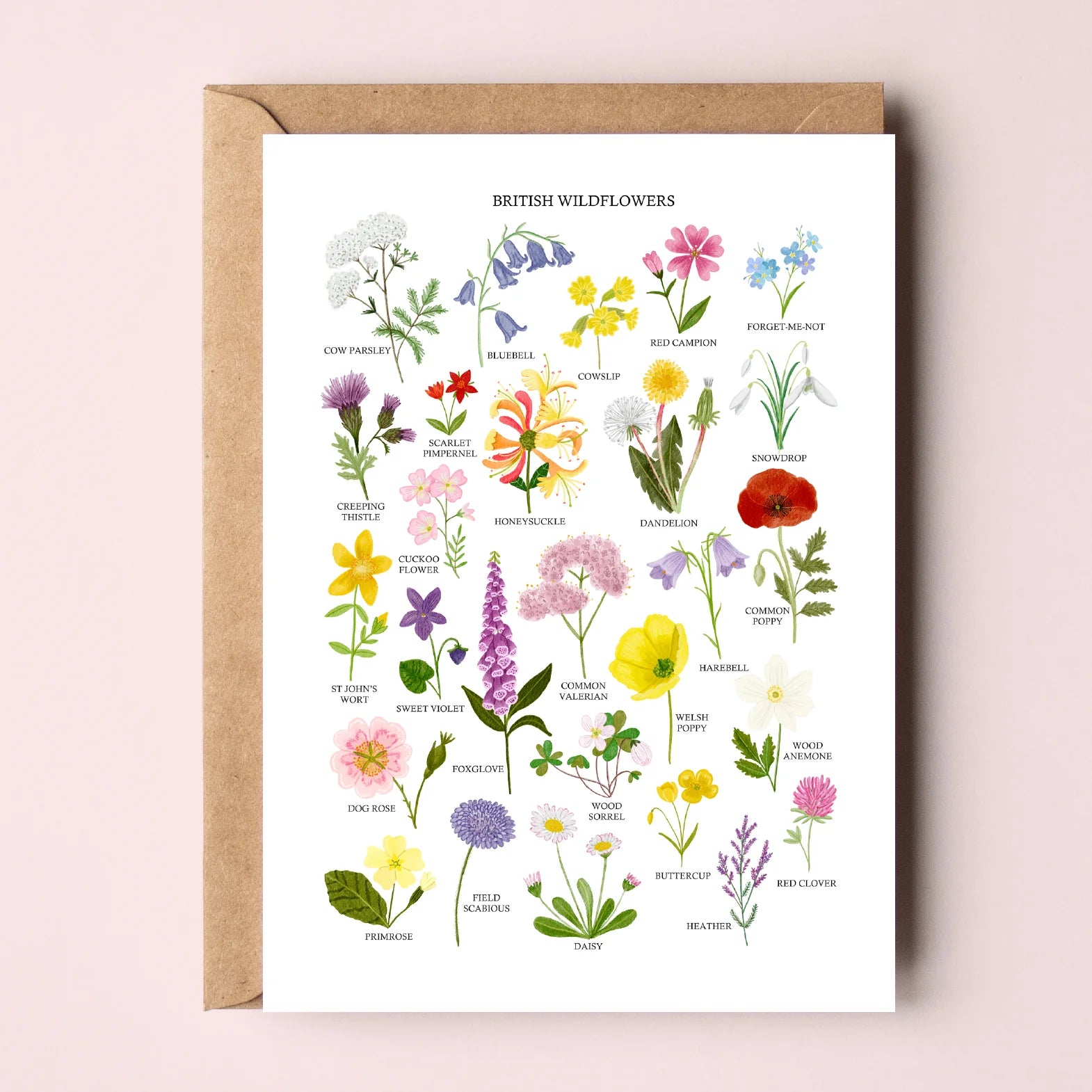 British Wildflowers Greetings Card - Handmade Floral Birthday Card, Thank You Card, Sympathy Card - Perfect for Weddings, Anniversaries & Special Occasions