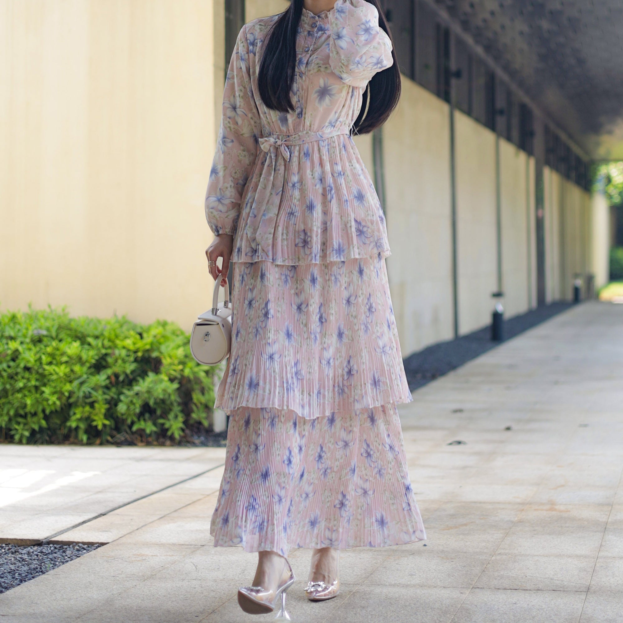 Fleur Maxi Dress in Apricot Bleue - Flowy Summer Beach Dress for Women, Boho Chic Wedding Guest Dress, Vacation & Party Wear