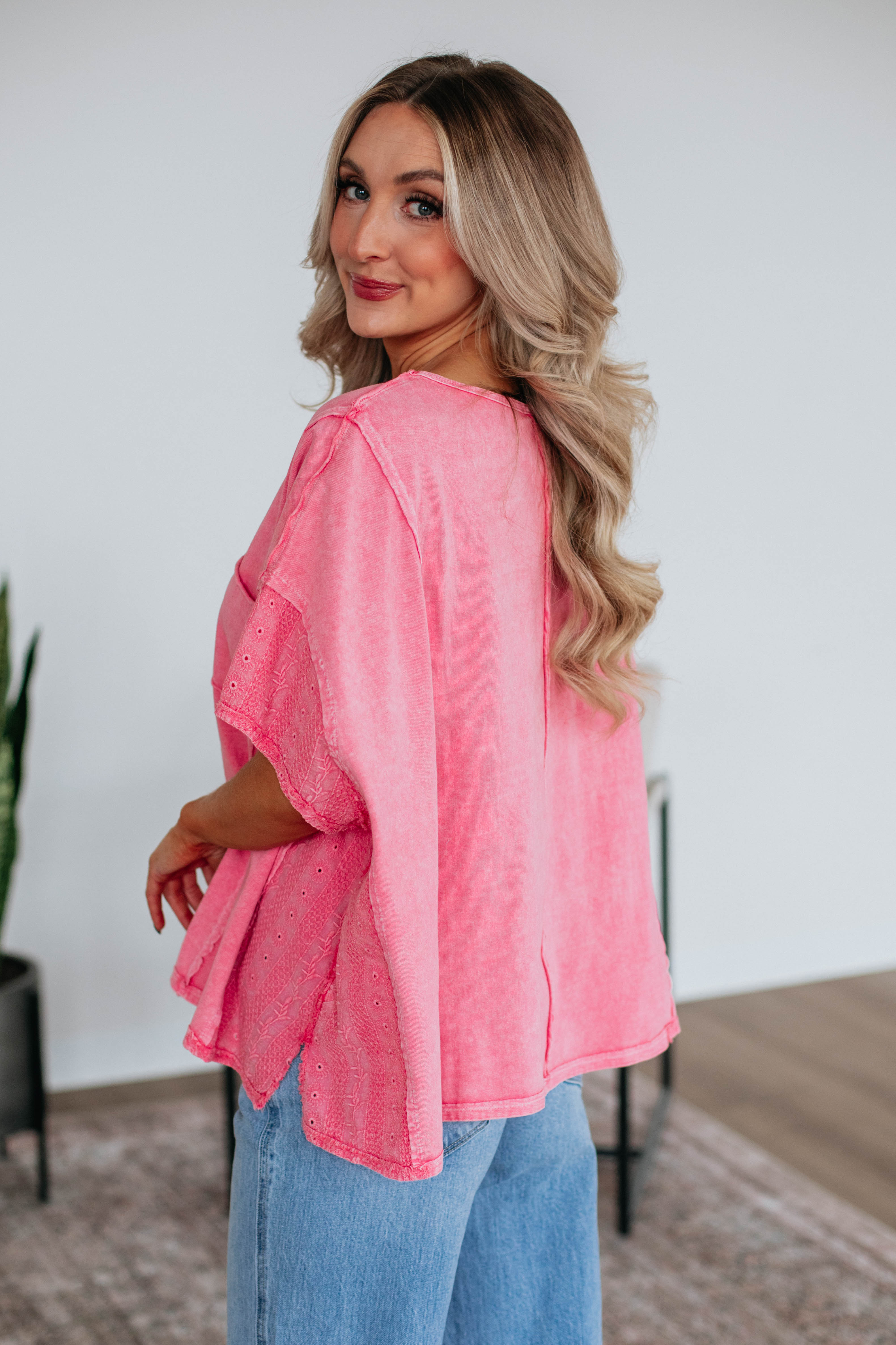 Jacksy Oversized Top for Women - Hot Pink Loose Fit Blouse | Casual Wear, Layering & Street Style Outfits