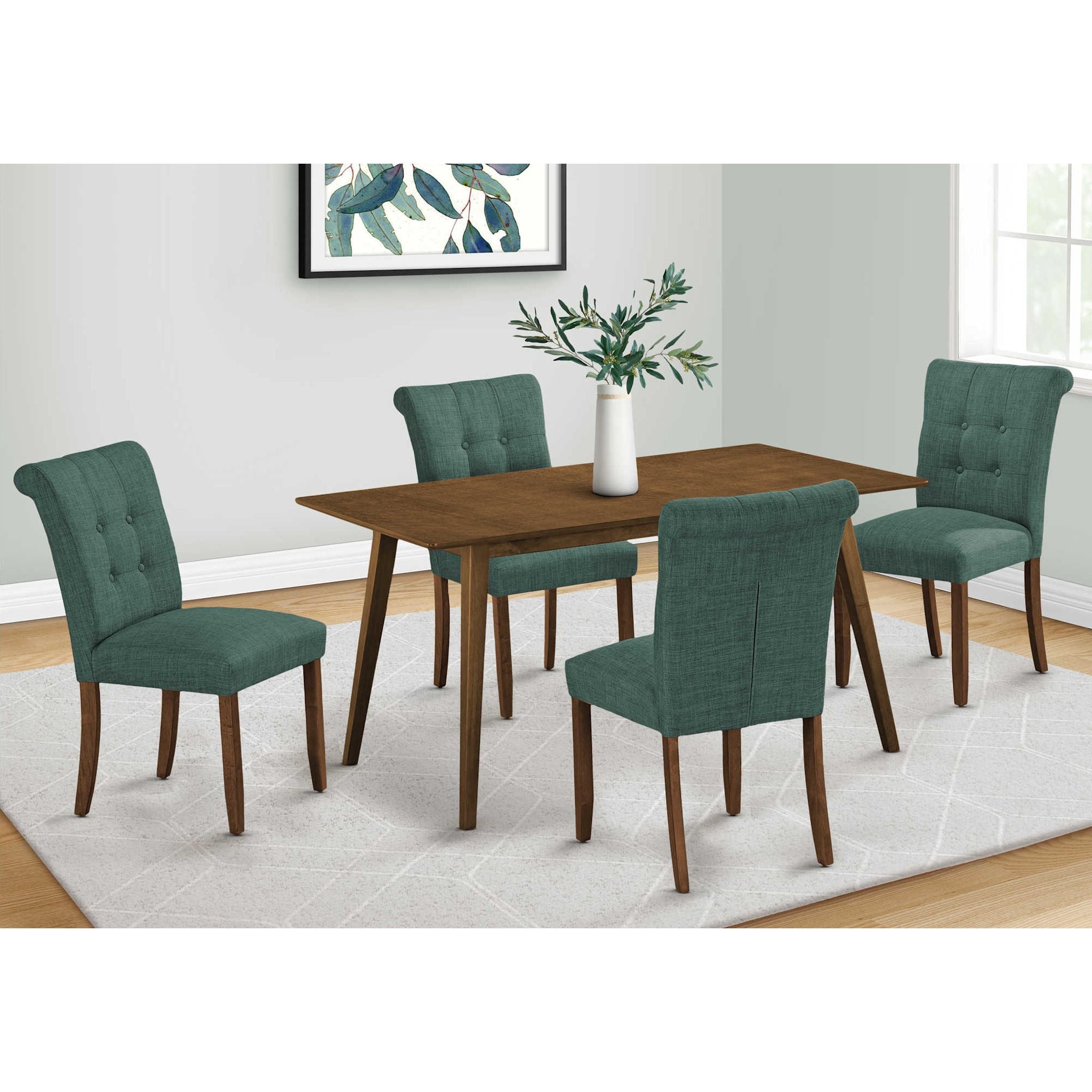 Modern 5-Piece Asher Wooden Dining Set - Solid Oak Table & 4 Chairs for Kitchen, Dining Room, or Small Space - Perfect for Family Meals & Entertaining Guests