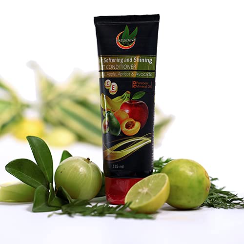 NATURENOVA HERBALS Hair Conditioner with Fruit Extracts - Softens, Shines & Strengthens Hair, Enhances Elasticity & Thickness, Promotes Hair Growth, Paraben & Mineral Oil Free (115ml) - Perfect for Daily Hair Care, Styling & Damaged Hair Repair