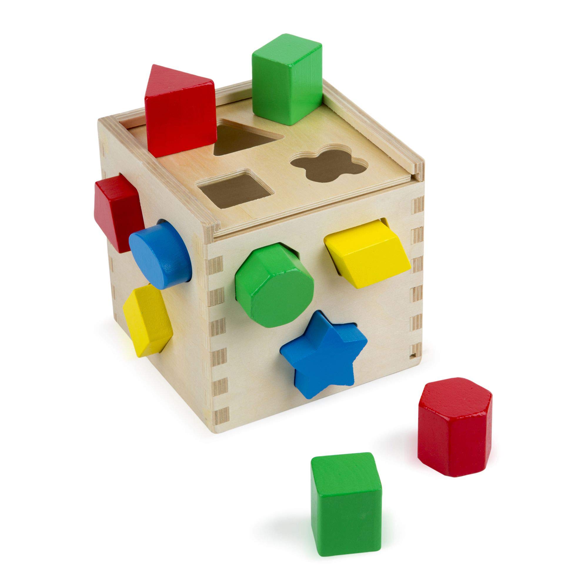 Wooden Shape Sorting Cube & Scratch Art Mini-Pad Bundle - Educational Toddler Toys for Shape Recognition & Creative Play - Perfect for Preschool Learning, Montessori Activities & Birthday Gifts
