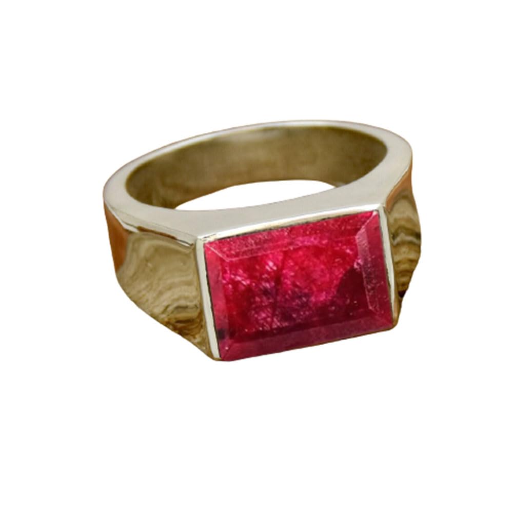 Handmade 925 Silver Ruby Corundum Ring for Men - Raw Gemstone Signet Ring, Ottoman Style Jewelry - Perfect Gift for Him, Ideal for Weddings, Anniversaries & Special Occasions
