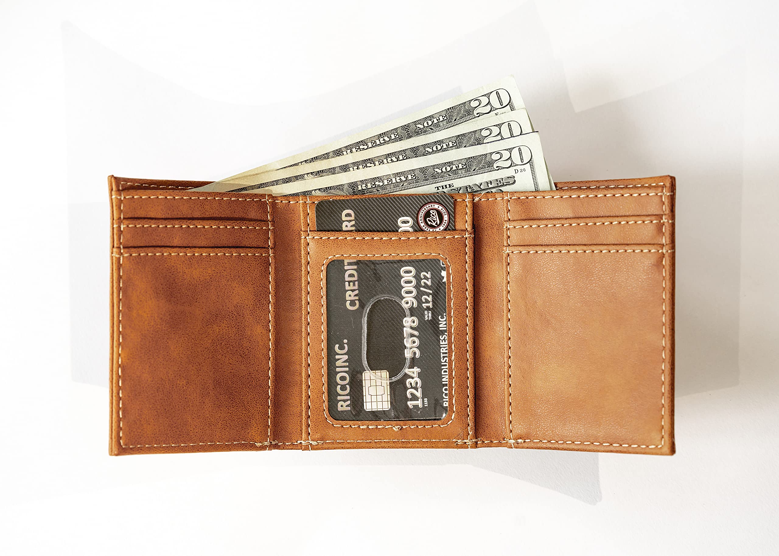 Custom NCAA Texas-San Antonio Roadrunners Brown Laser Engraved Slim Tri-Fold Wallet - Personalized College Football Fan Gift for Men - Perfect for Game Day & Everyday Use