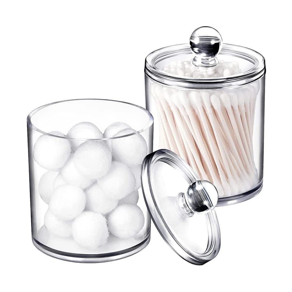 2pc Bathroom Canisters - Cosmetic & Jewelry Organizer for Cotton Swabs & Pads
