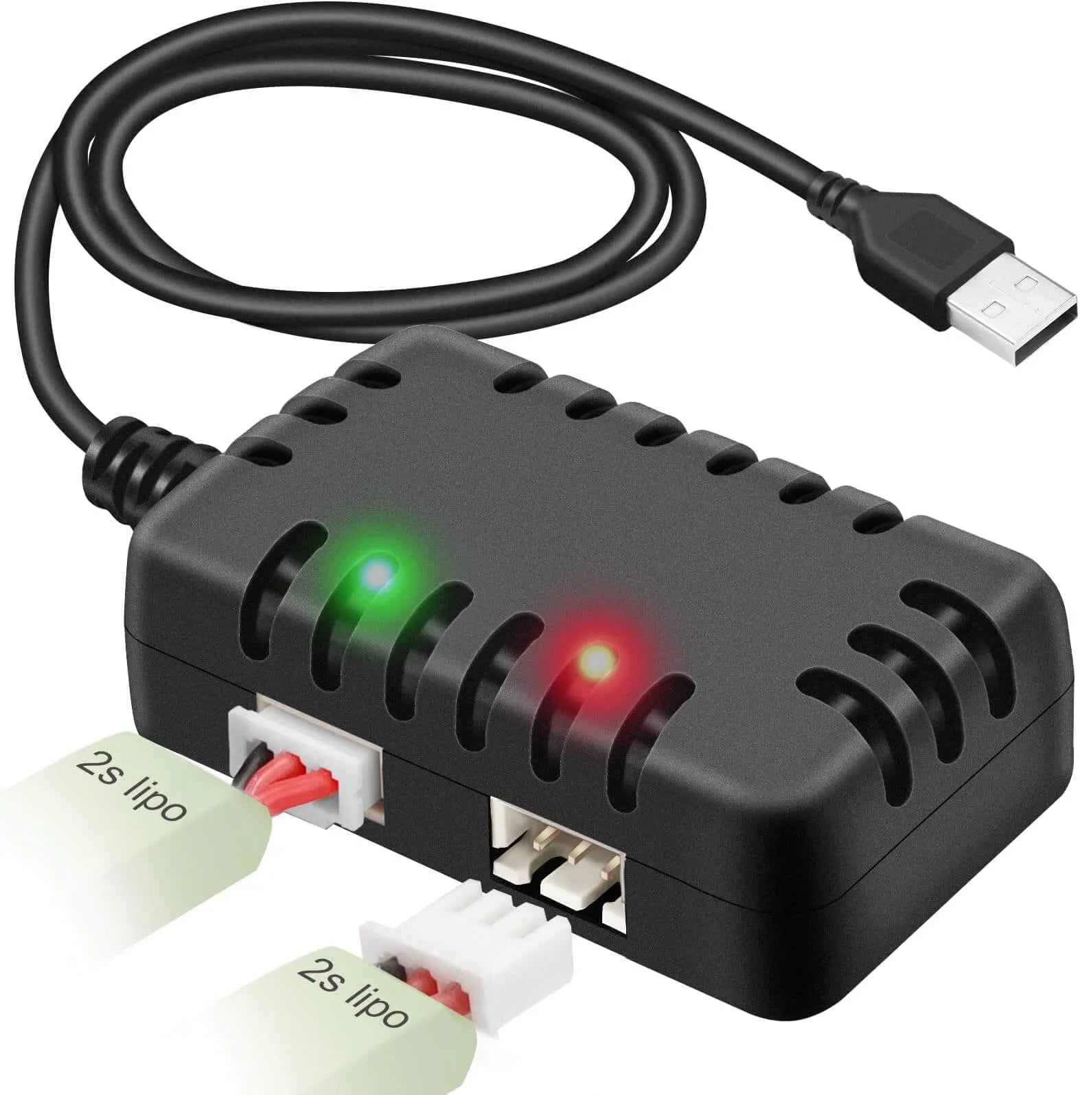 2-in-1 USB Balance Charger Cable 1A for 2S 7.4V LiPo Battery - Compatible with RC Cars, Drones, Boats - Fast Charging & Safe Protection for Hobbyist Remote Control Vehicles