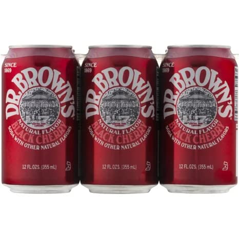 Dr. Brown's Black Cherry Soda - 48 Pack of 12oz Cans | Premium Carbonated Soft Drink for Parties, BBQs & Refreshment