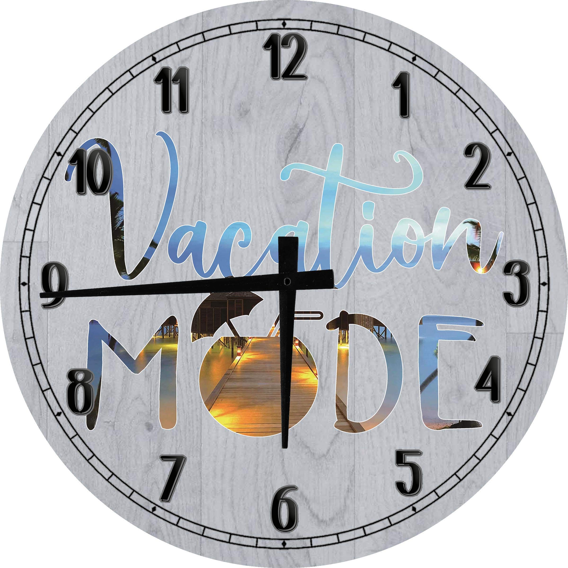 Hawaiian Island Beach Large Round Wall Clock - 24 Inch Battery Operated Gray Wall Art Decor for Living Room, Bedroom & Office
