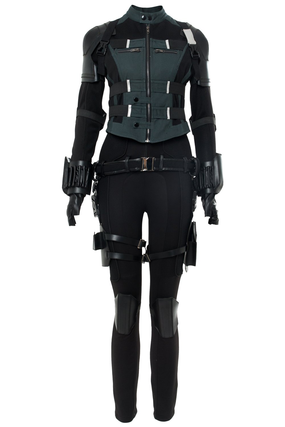 SUPERCOS Women's Luxury Black Natasha Leather Cosplay Outfit - Hero Agent Soldier Suit for Halloween, Widow Costume, Cosplay Party & Comic Con Events