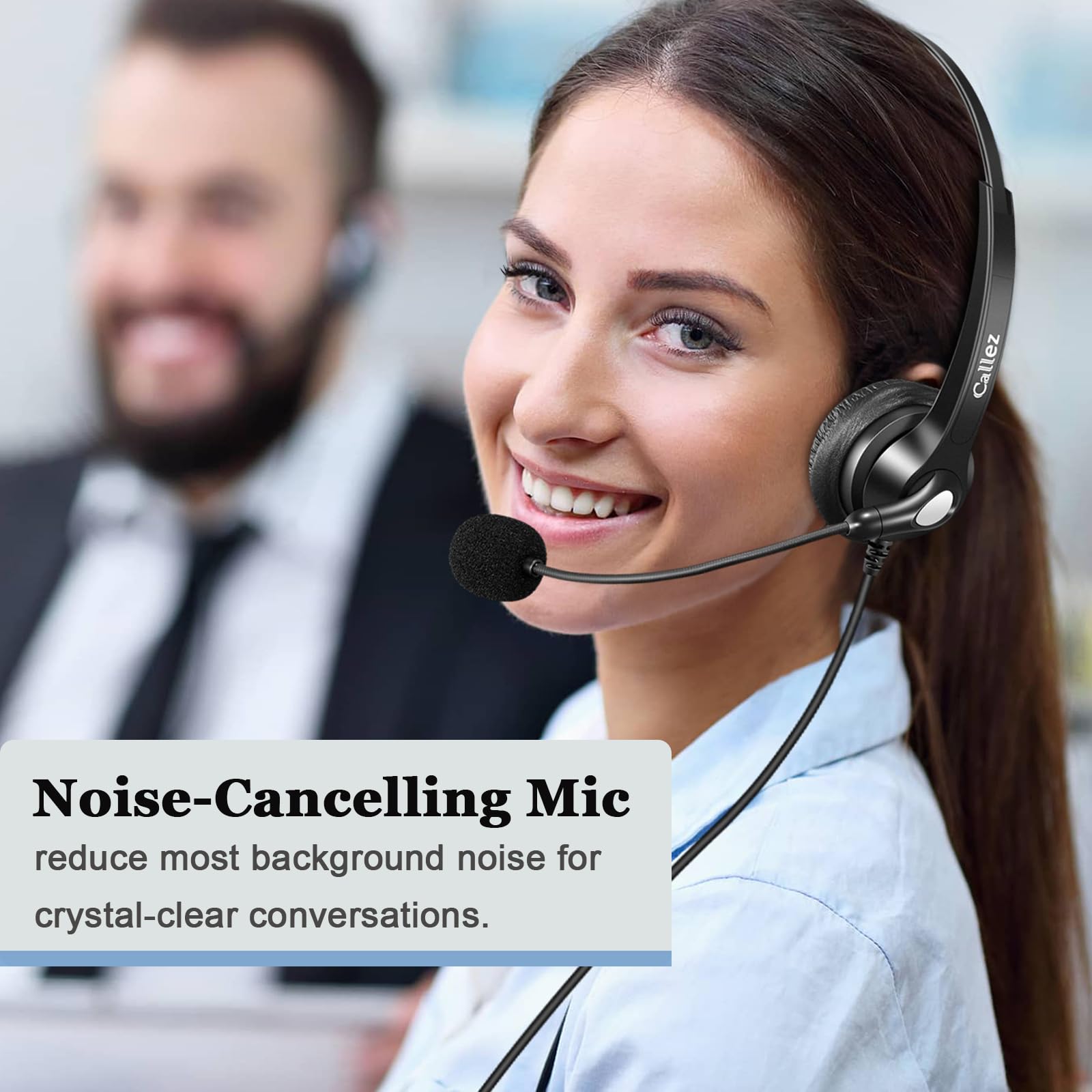 Noise Cancelling Cisco Headset with Mute Switch - Dual RJ9 Corded Telephone Headset for Cisco IP Phones 6941 6851 6945 7821 7841 7861 7942 7945 7962 7965 8811 8861 - Perfect for Call Centers, Office Communication & Remote Work