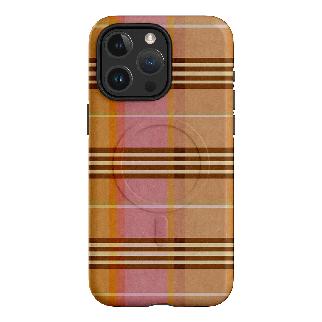 Peachy Plaid Phone Case for iPhone 15/14/13/12/11 Pro Max - Cute Tartan Pattern Protective Cover with Shockproof Design - Perfect for Everyday Use, Travel & Fashion Accessories