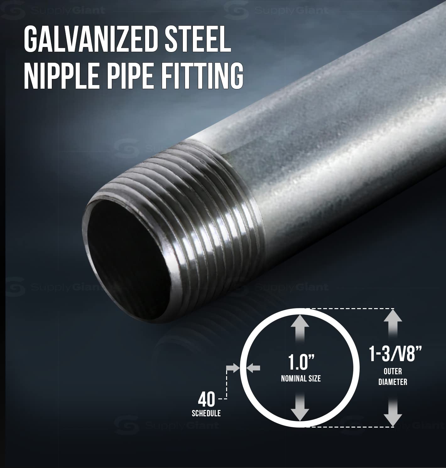 Everflow Supplies NPGA1000 Schedule 40 Welded Steel Nipple, Black - Durable Pipe Fitting for Plumbing, Gas Lines & Industrial Applications