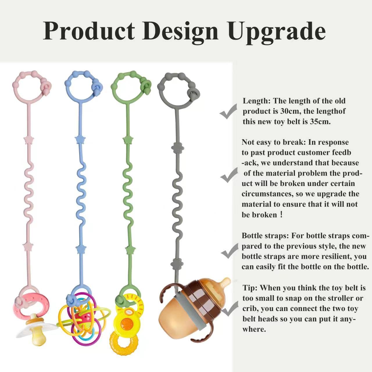 RTMOK Silicone Baby Toy Straps & Pacifier Clip Set - Secure Toys for Car Seat, High Chair, Stroller, Crib & Rocking Chair - BPA-Free Teether Accessories for Safe Playtime On-The-Go
