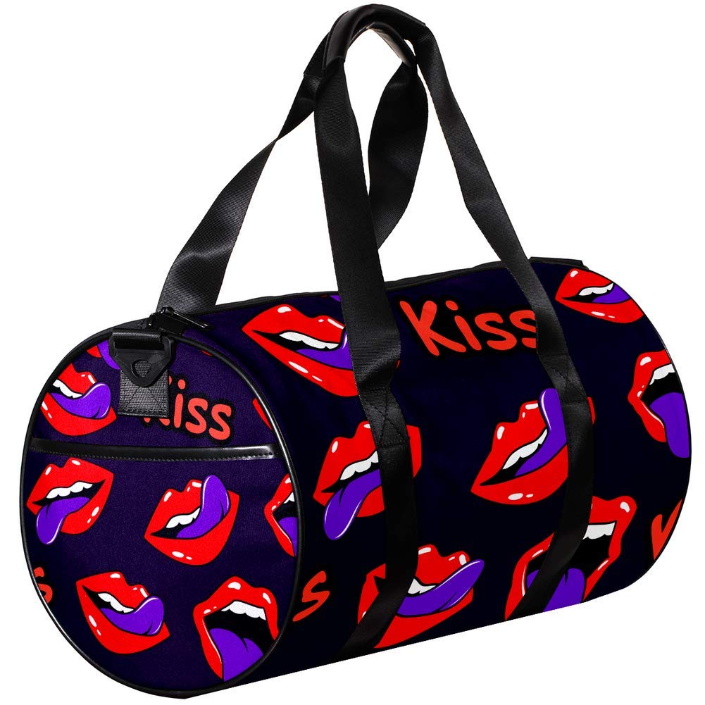 Stylish Small Travel Duffel Bag with Pop Art Kiss Design - Lightweight Canvas Gym Bag for Sports, Workout & Weekend Getaways | Perfect for Gym, Travel & Casual Outings