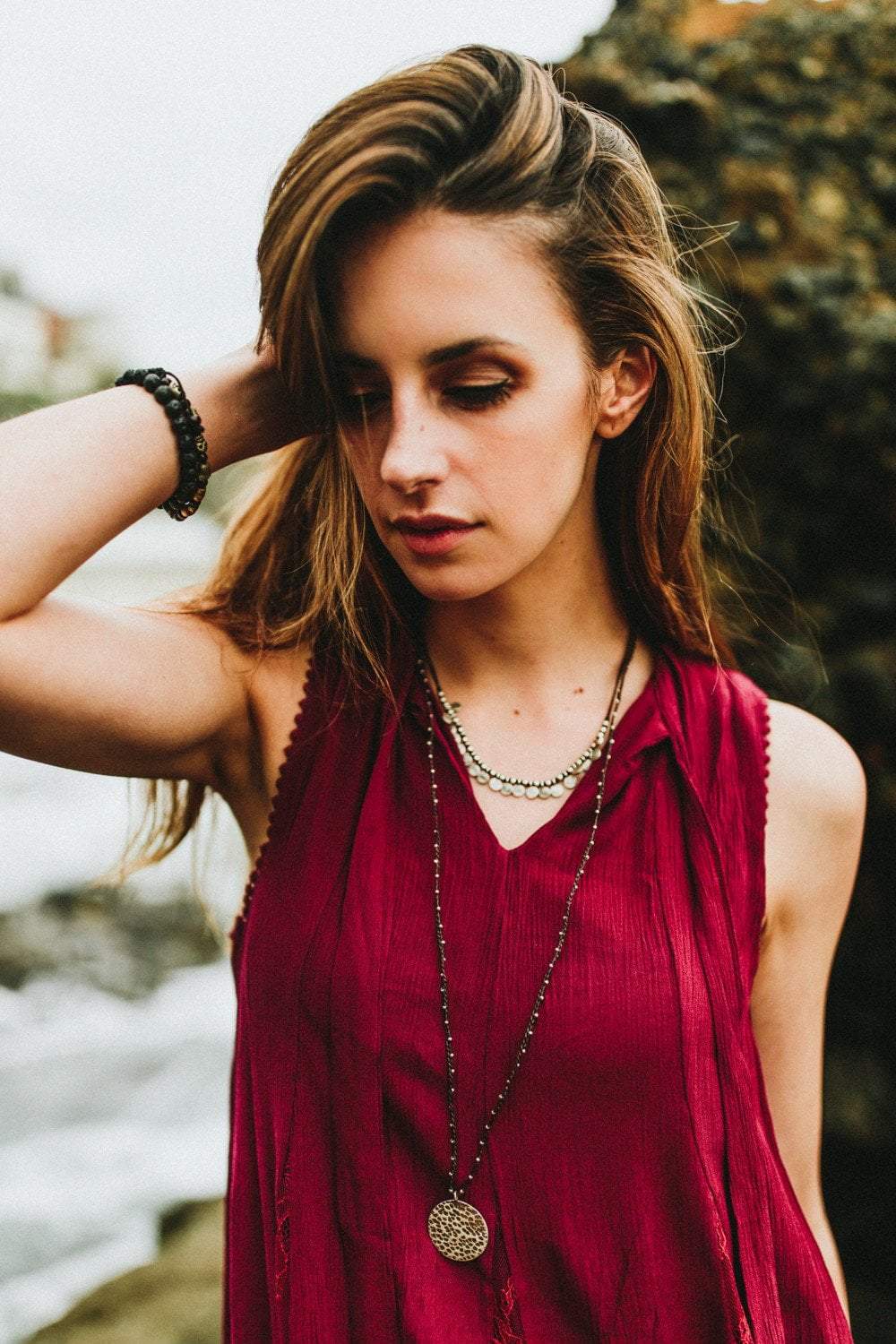 Hammered Medallion Necklace for Women - Vintage Boho Jewelry - Perfect for Layering, Gift Giving & Everyday Wear