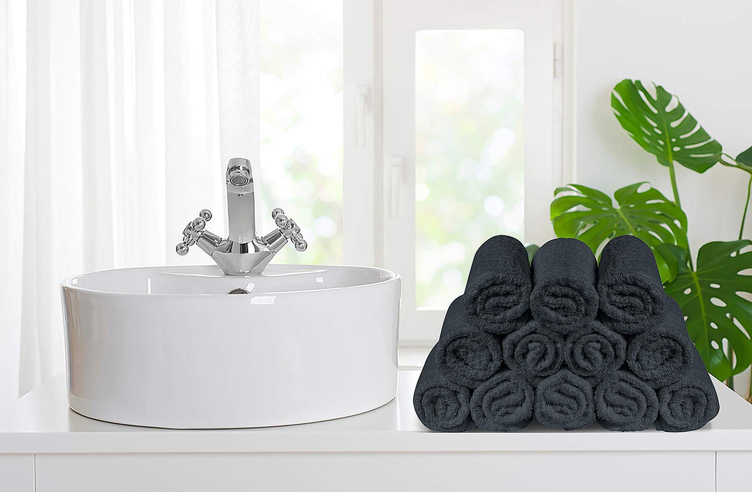 Premium 100% Cotton Ring Spun Washcloths - Bulk Pack of 24 Soft & Absorbent Face Towels (12x12 Inches, Grey) | Ideal for Spa, Baby Care, Makeup Removal & Daily Skincare Routine