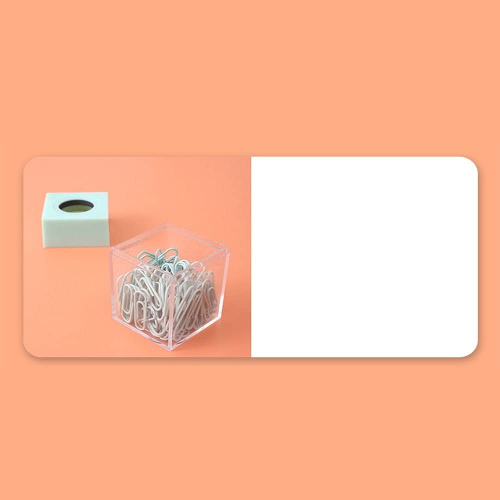 Portable Magnetic Paper Clip Storage Box - Green Plastic Organizer for School, Office Supplies | Macaron Square Clip Dispenser with Magnetic Absorption | Perfect for Desk, Drawer & Stationery Organization