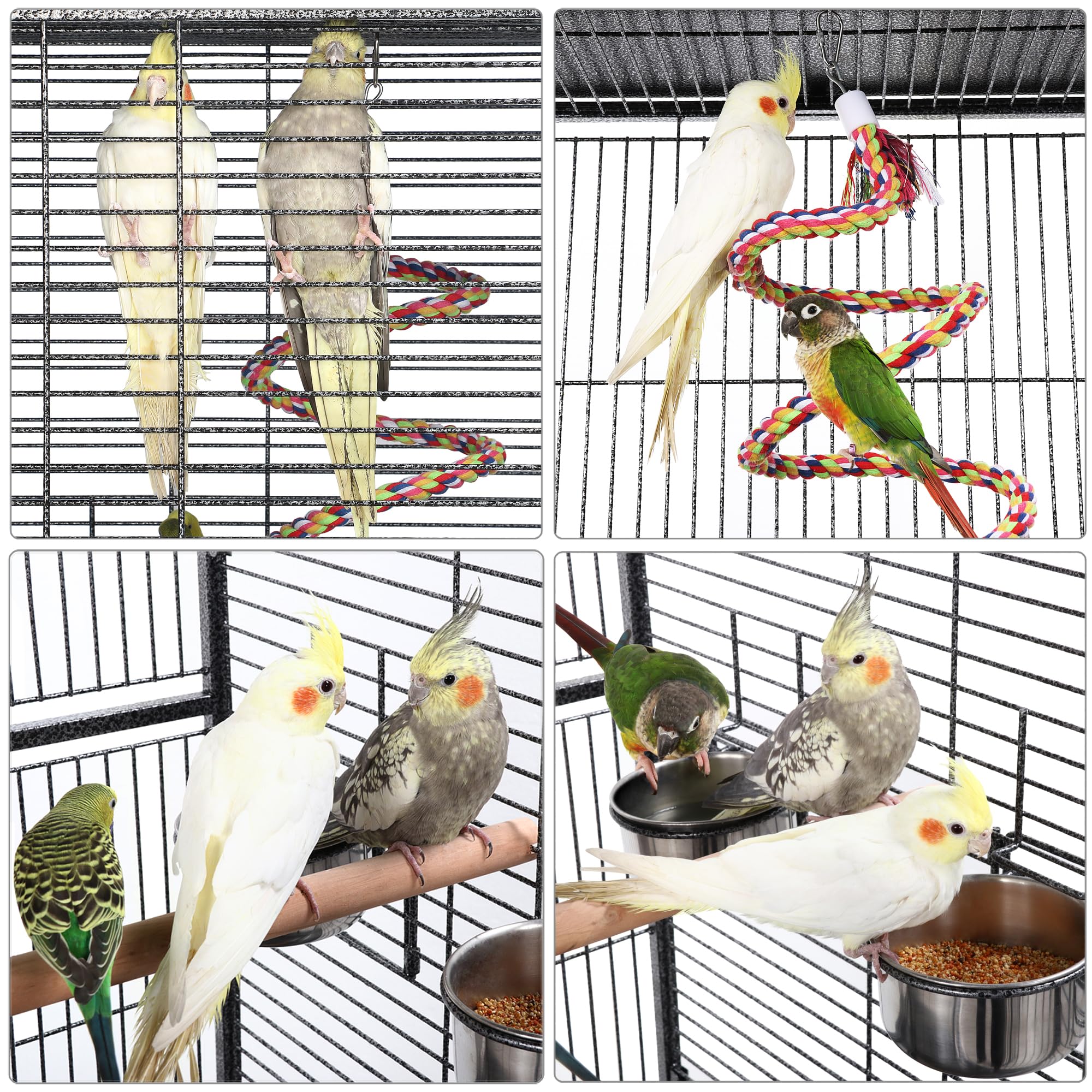 Yaheetech 69-inch Large Wrought Iron Rolling Parrot Cage for African Grey, Quaker, Amazon, Cockatiel, Sun Parakeet, Conure - Play Top Bird Cage with Stand for Home, Aviary, or Pet Store Use