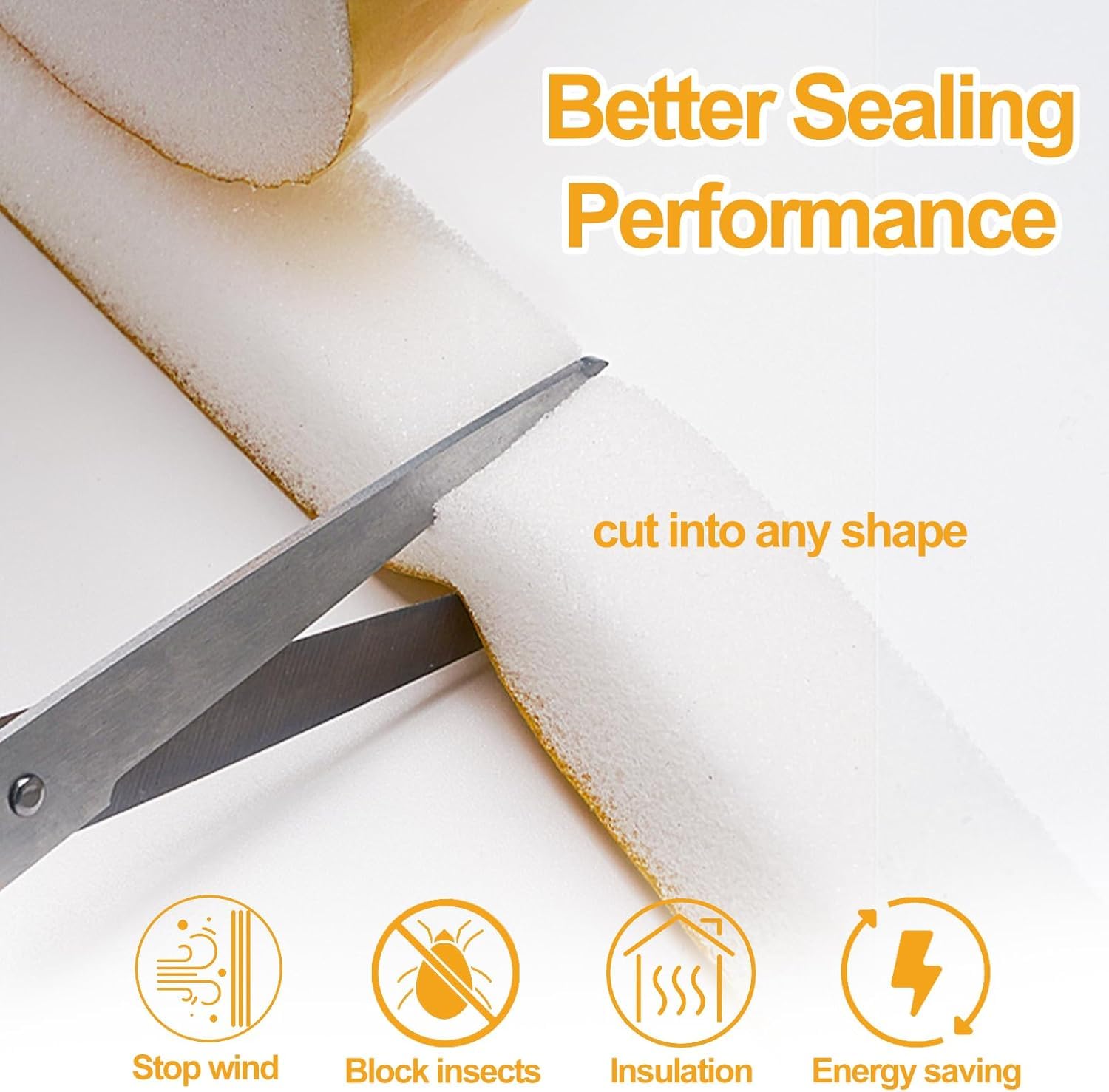 High Density 1x1 Inch Foam Tape with Adhesive - Weather Stripping for Air Conditioner Window Seal, Doors and Windows Insulation - White Sponge Stripe for Home, Office & RV Use