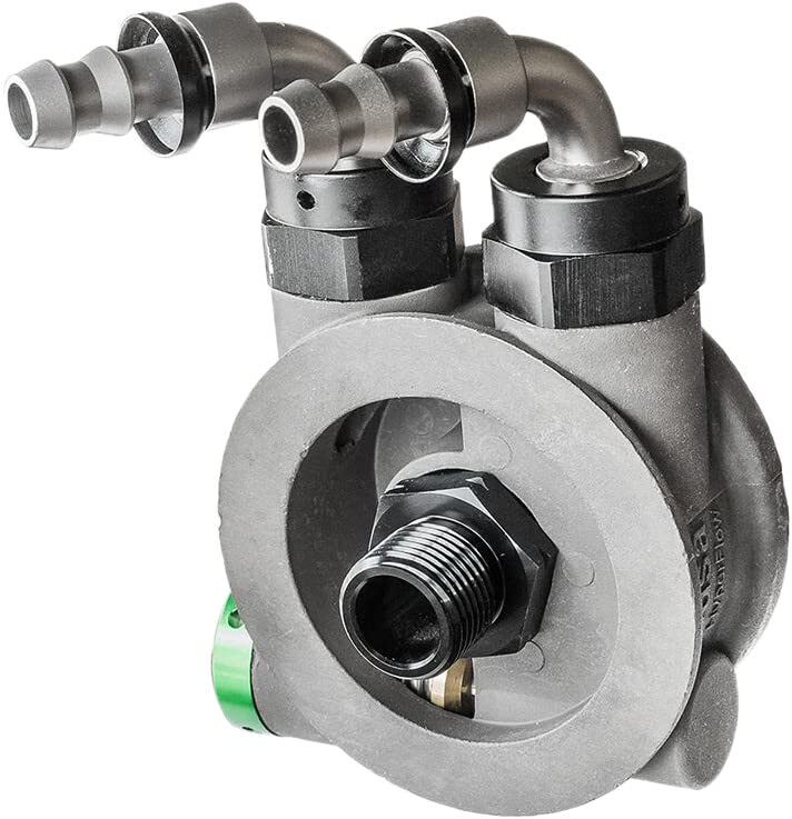 Jagg 4550 HyperFlow Oil Filter Adapter with Thermostat - Compatible with XL Sportsters, Buells & Carbureted EVOs (Front-Mount Spin-On Oil Filter) - Perfect for Motorcycle Maintenance & Performance Upgrades