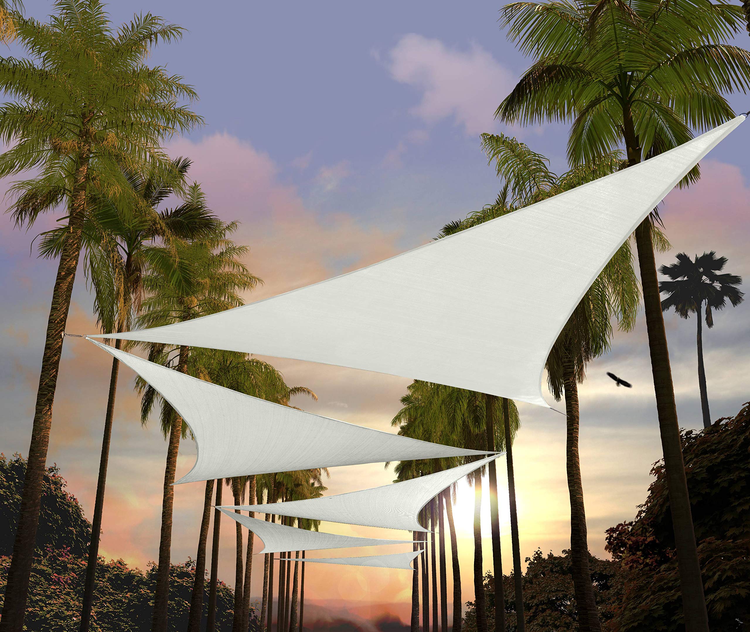Custom 27' x 27' x 27' White Triangle Sun Shade Sail Canopy - 95% UV Protection, Breathable & Water-Resistant for Patio, Garden, Pool & Backyard - Commercial & Residential Use (Custom Sizes Available)