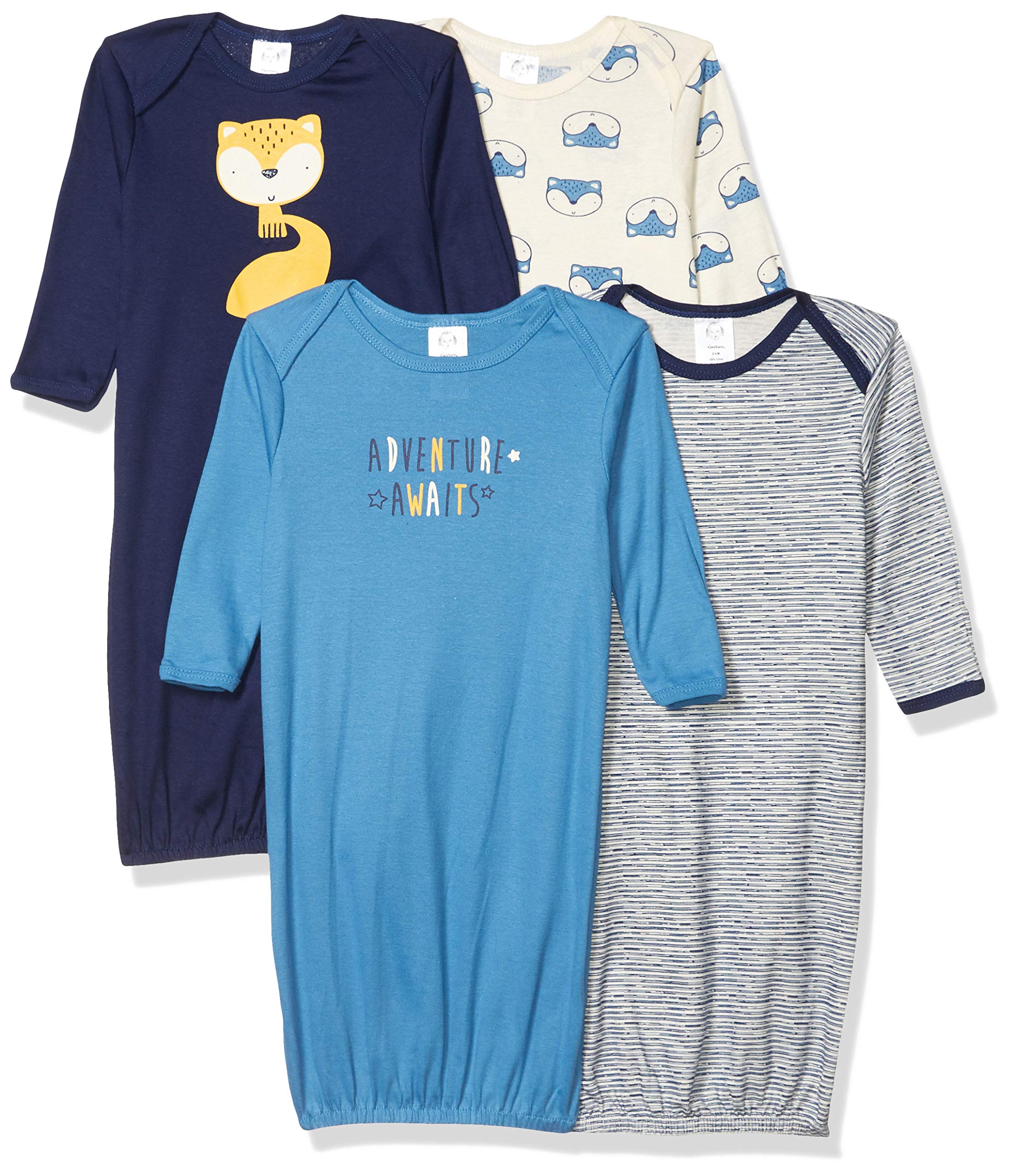 Gerber Baby Girls & Boys 4-Pack Cotton Sleep Gowns - Soft Newborn Nightwear for Infants 0-12 Months - Perfect for Nursery, Bedtime & Hospital Visits