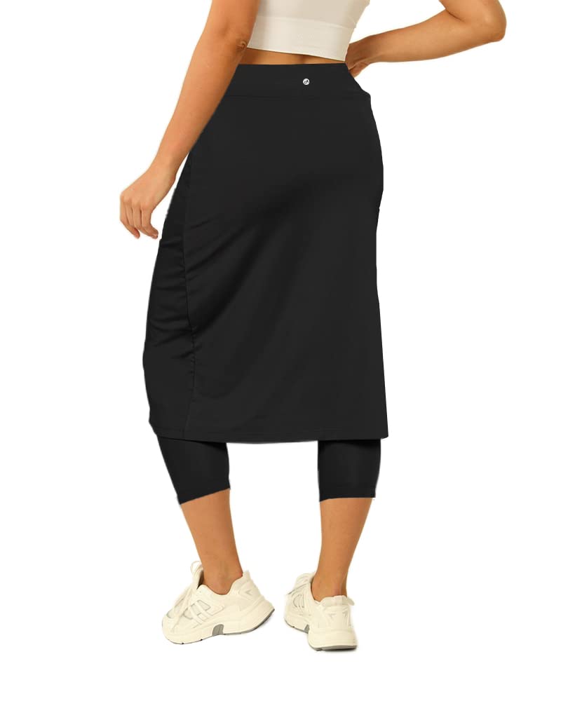 Aurgelmir Women's Tennis Skirt with Built-in Shorts - High Waist Athletic Skort with Pockets for Golf, Running & Workout - Breathable Knee-Length Sports Skirts for Women (Ideal for Tennis, Yoga & Gym)