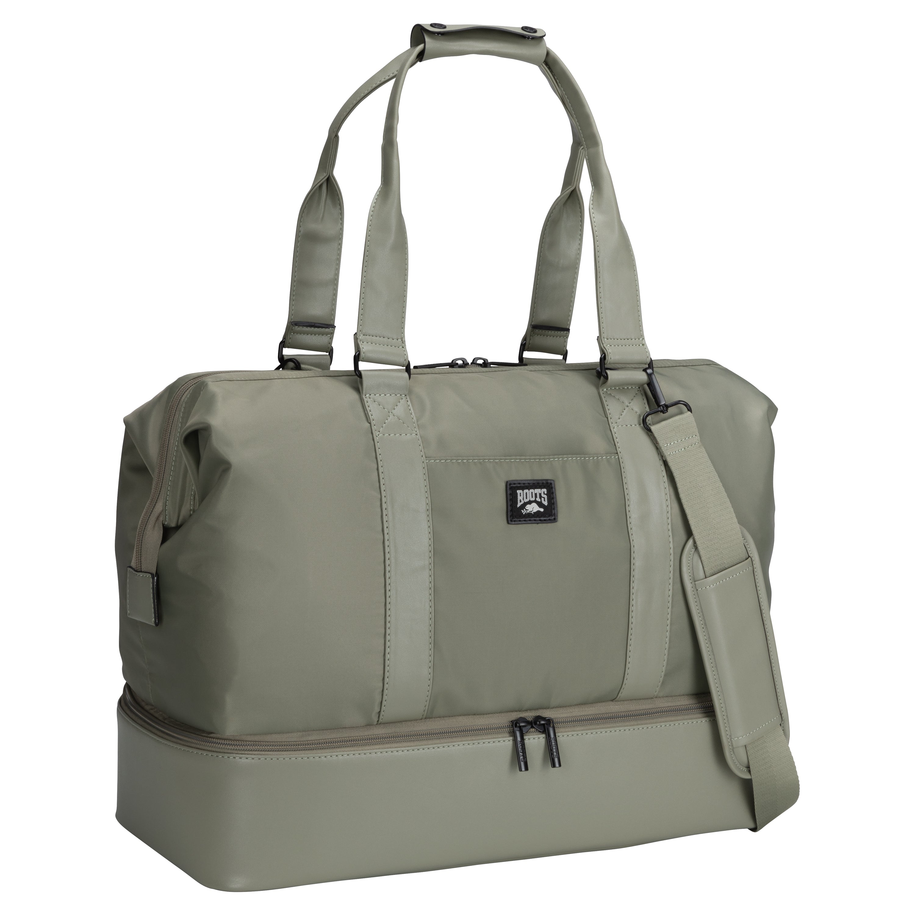 Roots Travel Drop Bottom Weekender Bag - Durable Canvas Overnight Bag for Men & Women | Perfect for Weekend Getaways, Business Trips & Gym Use