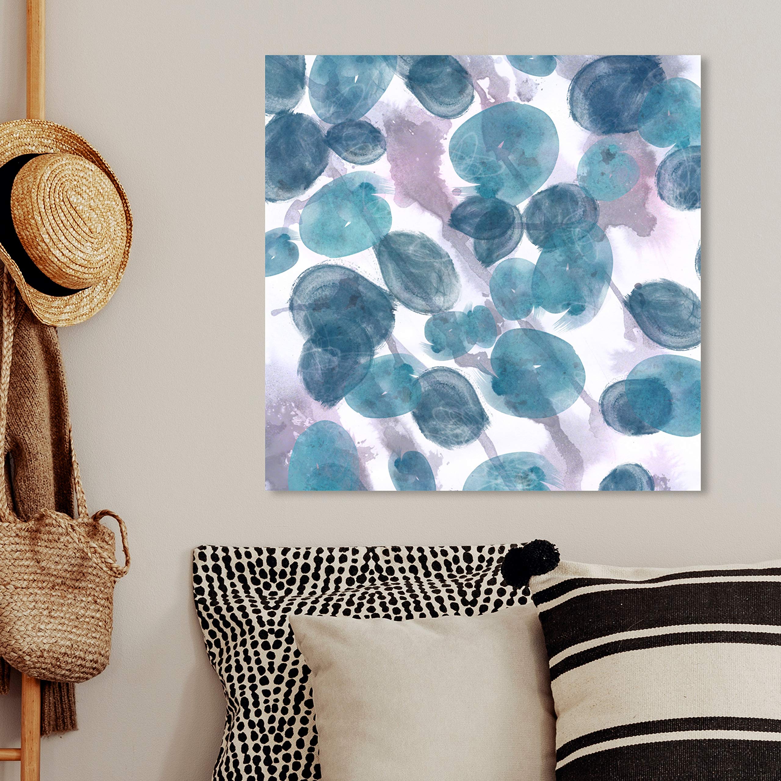 Abstract Wall Art Canvas Print 'Bubbles' - 24x24 Inch Blue & White Modern Home Decor by Oliver Gal Artist Co. | Perfect for Living Room, Bedroom & Office Wall Decoration