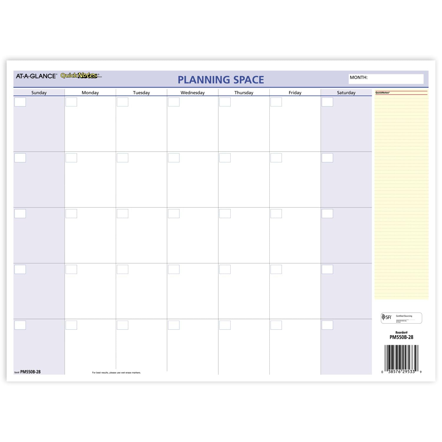 AT-A-GLANCE 2025 Dry Erase Wall Calendar Planner - 16