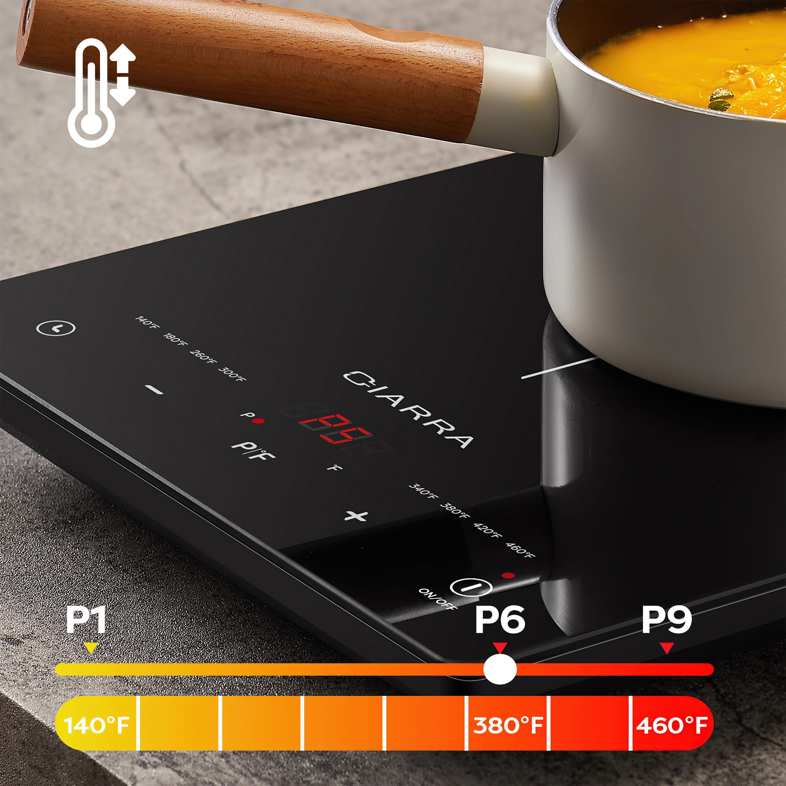 CIARRA 1800W Portable Induction Cooktop with Touch Control - Fast Heating, Energy Efficient, Safe for Kitchen, Camping & Dorm Cooking