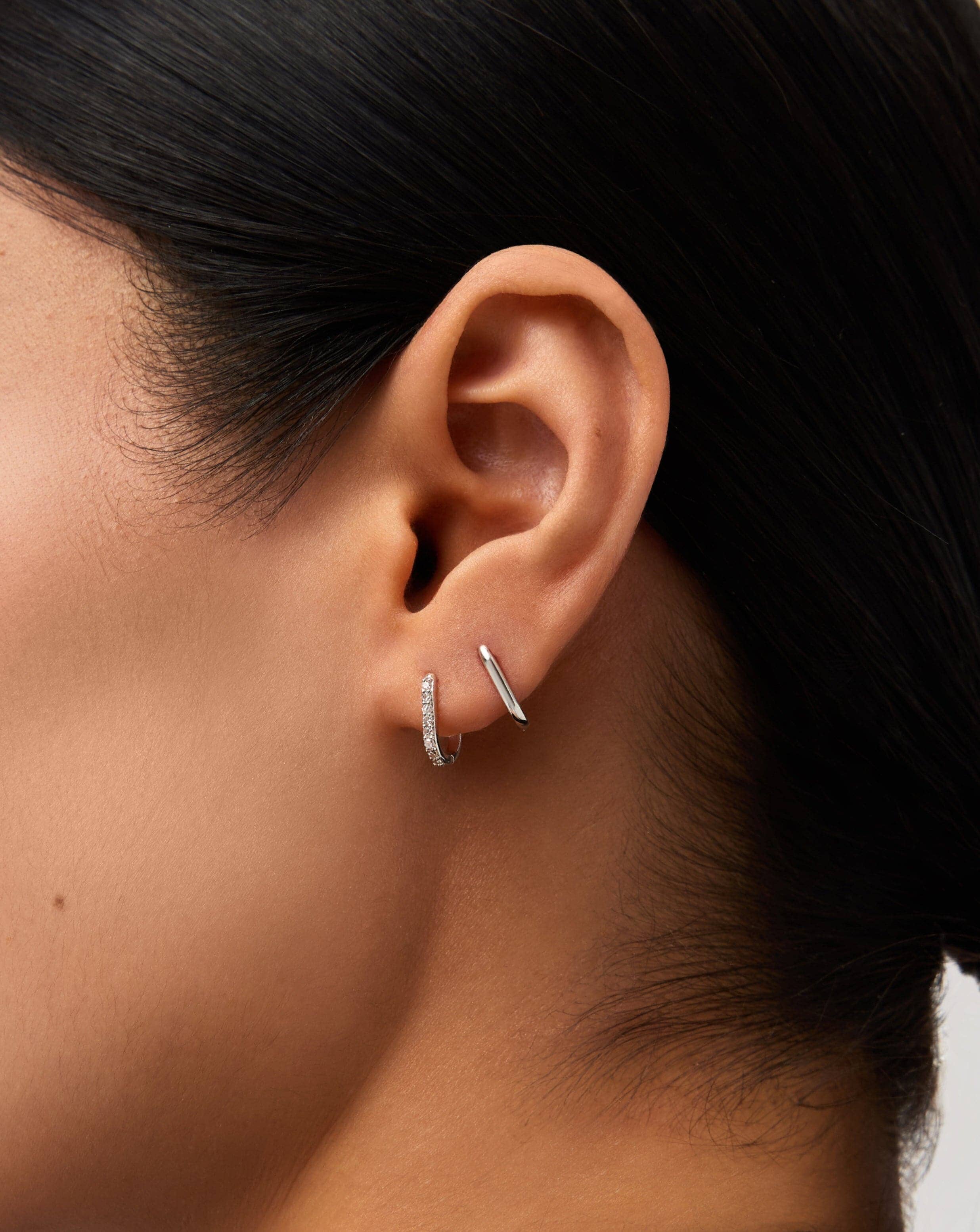 14K Solid White Gold Fine Ovate Mini Hoop Earrings for Women - Elegant Everyday Jewelry for Work, Date Night & Special Occasions