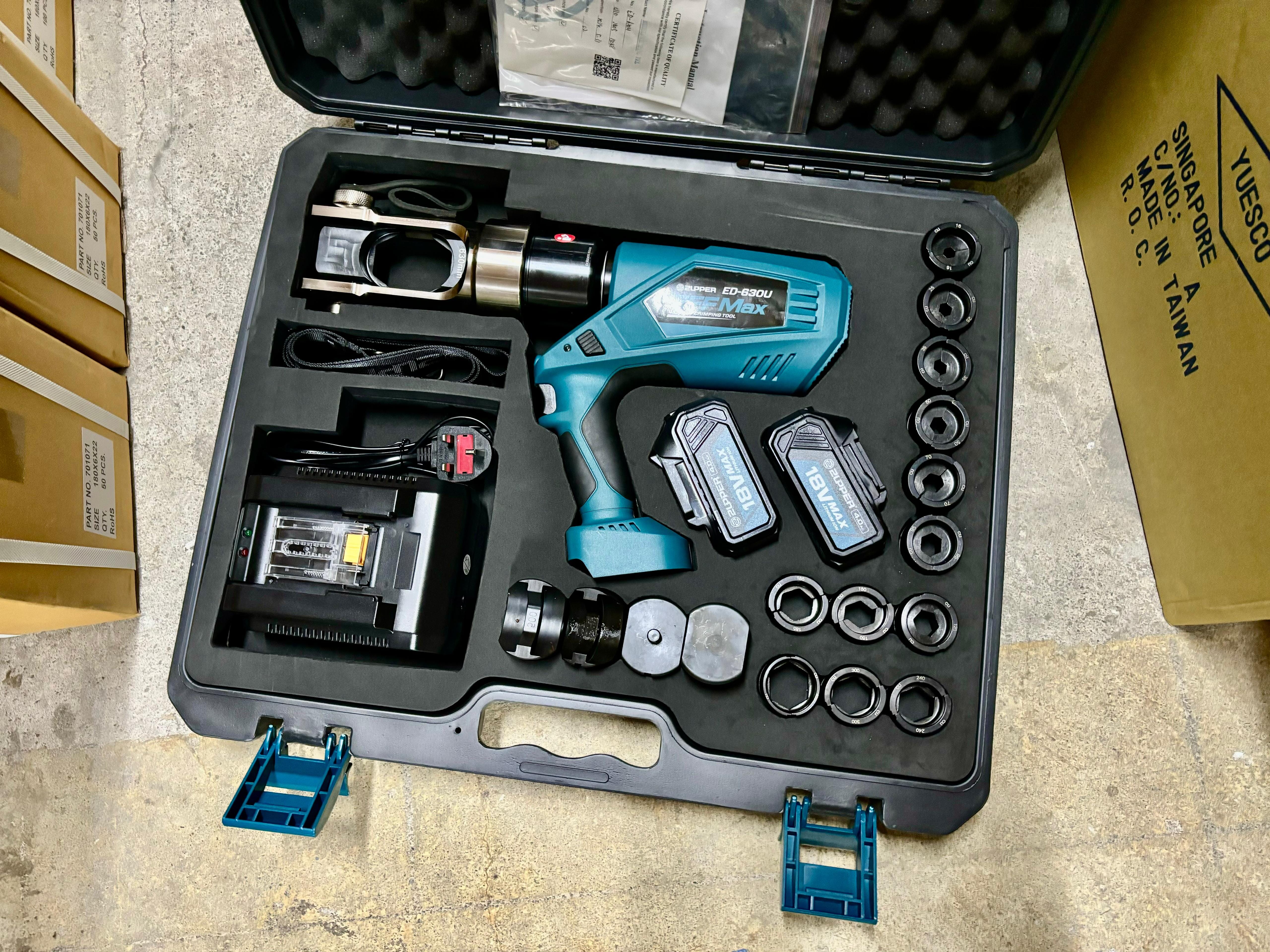 Aiko 18V Cordless Battery Powered Crimping Tool - ED 630U | Professional Electrical & Network Cable Crimper for Electricians, DIY & Home Improvement Projects