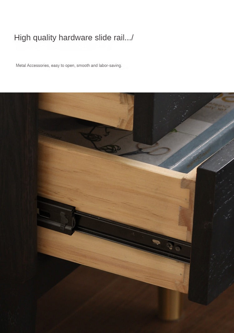 Solid Oak Wood Nightstand in Smoked Finish - Perfect for Bedroom, Living Room, or Office Furniture