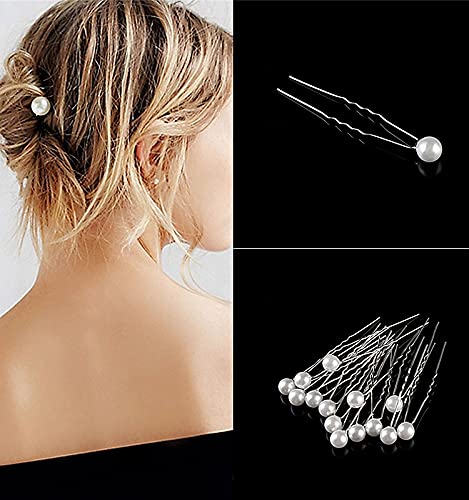 24pcs FOK White Pearl Decorative Juda Pins for Weddings, Prom, Bridal & Special Occasions - Elegant Hair Accessories for Women & Girls