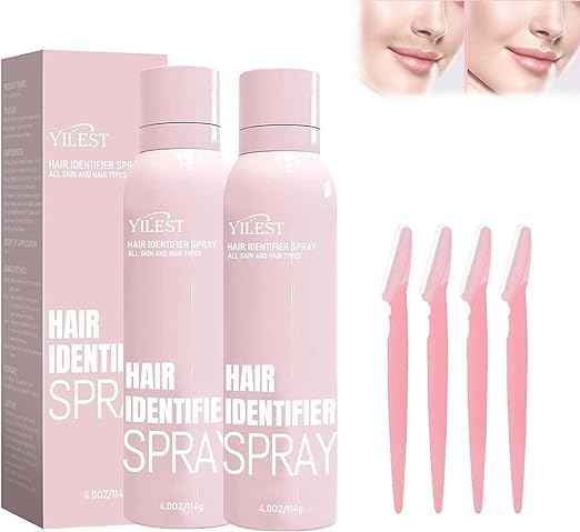 Best Hair Identifier Spray for Women's Face Shaving & Dermaplaning - Skin & Body Hair Detection Spray with Razors | Perfect Gift for Women | Ideal for At-Home Facial Hair Removal & Pre-Shave Preparation