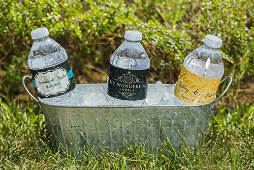 Baroque Wedding Anniversary Water Bottle Labels 8x2 Inch for Showers & Parties