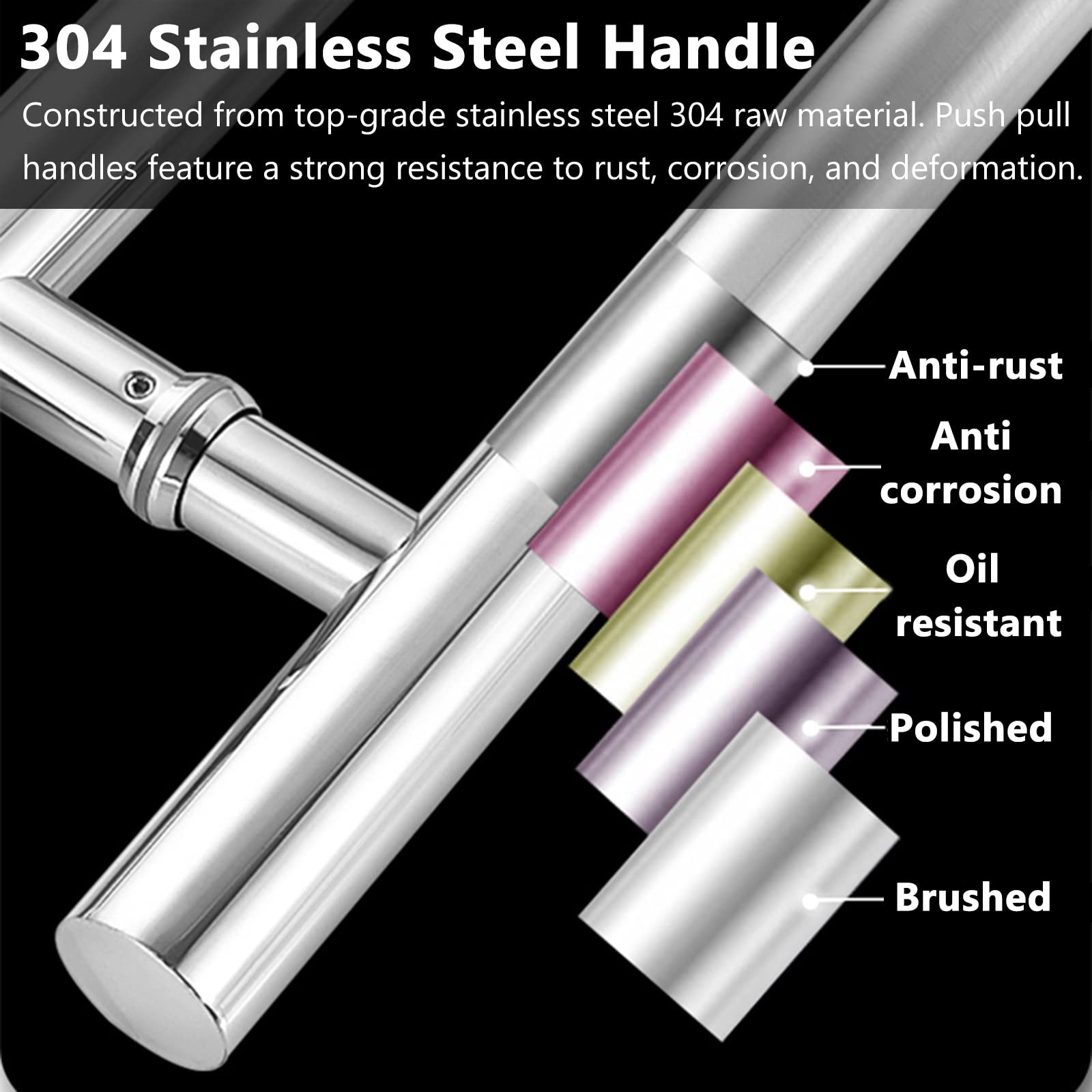 Stainless Steel Round Barn Door Pull Handle - 50cm for Sliding Glass & Wood Gates - Home & Bathroom Hardware