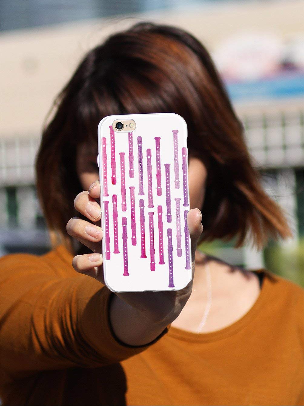 Inspired Cases - Shockproof & Anti-Scratch iPhone 8 Plus Case with 3D Textured Flute Pattern - Watercolor Design Protective Cover for Apple iPhone 8 Plus - Perfect for Daily Use, Travel & Outdoor Activities