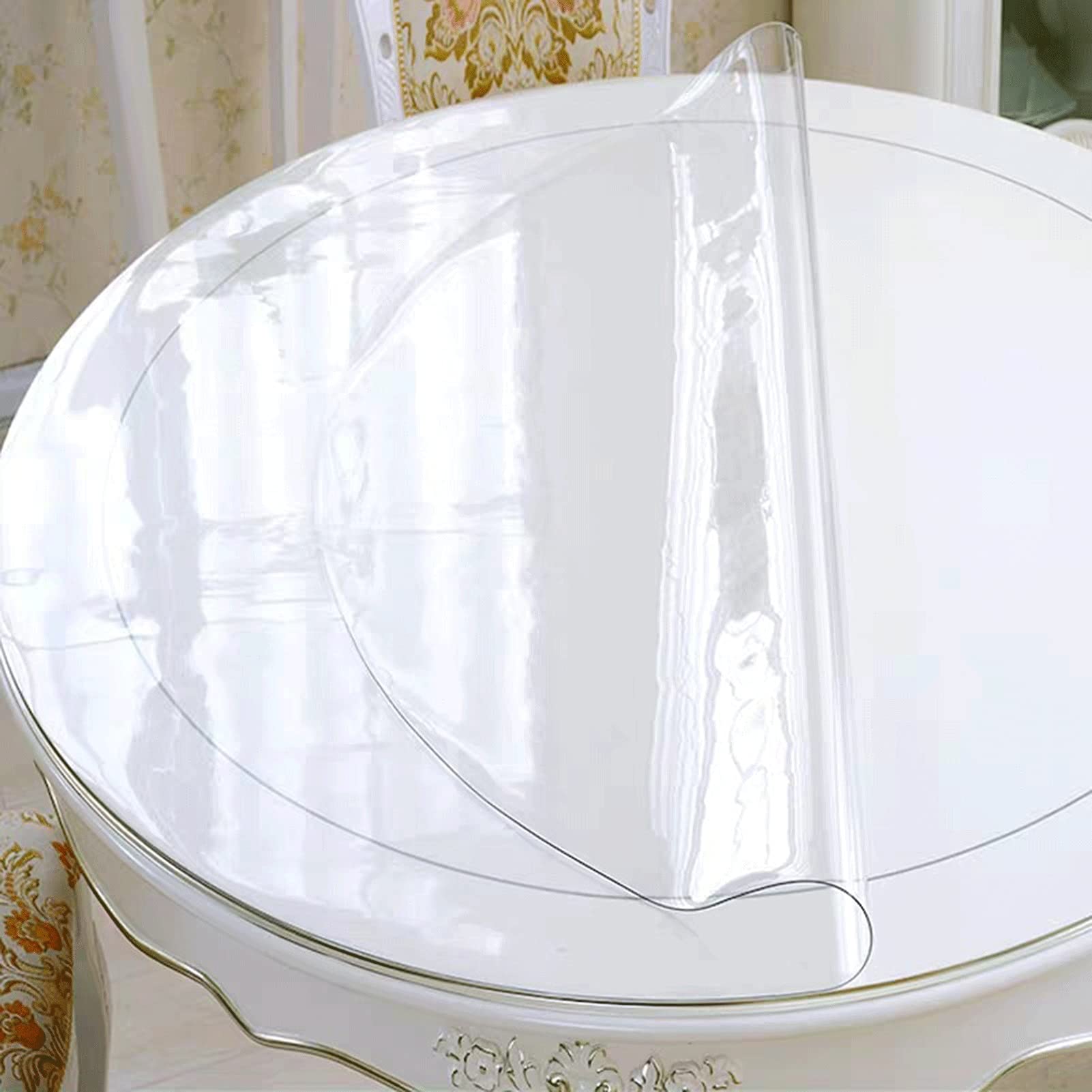 AWSAD Clear PVC Table Cover Protector - 3mm Thick Waterproof Tablecloth, Transparent Table Mat for Kitchen, Coffee Shop, Office & Dining Table - Soft & Durable (180cm x 180cm) - Perfect for Daily Use, Parties & Food Protection