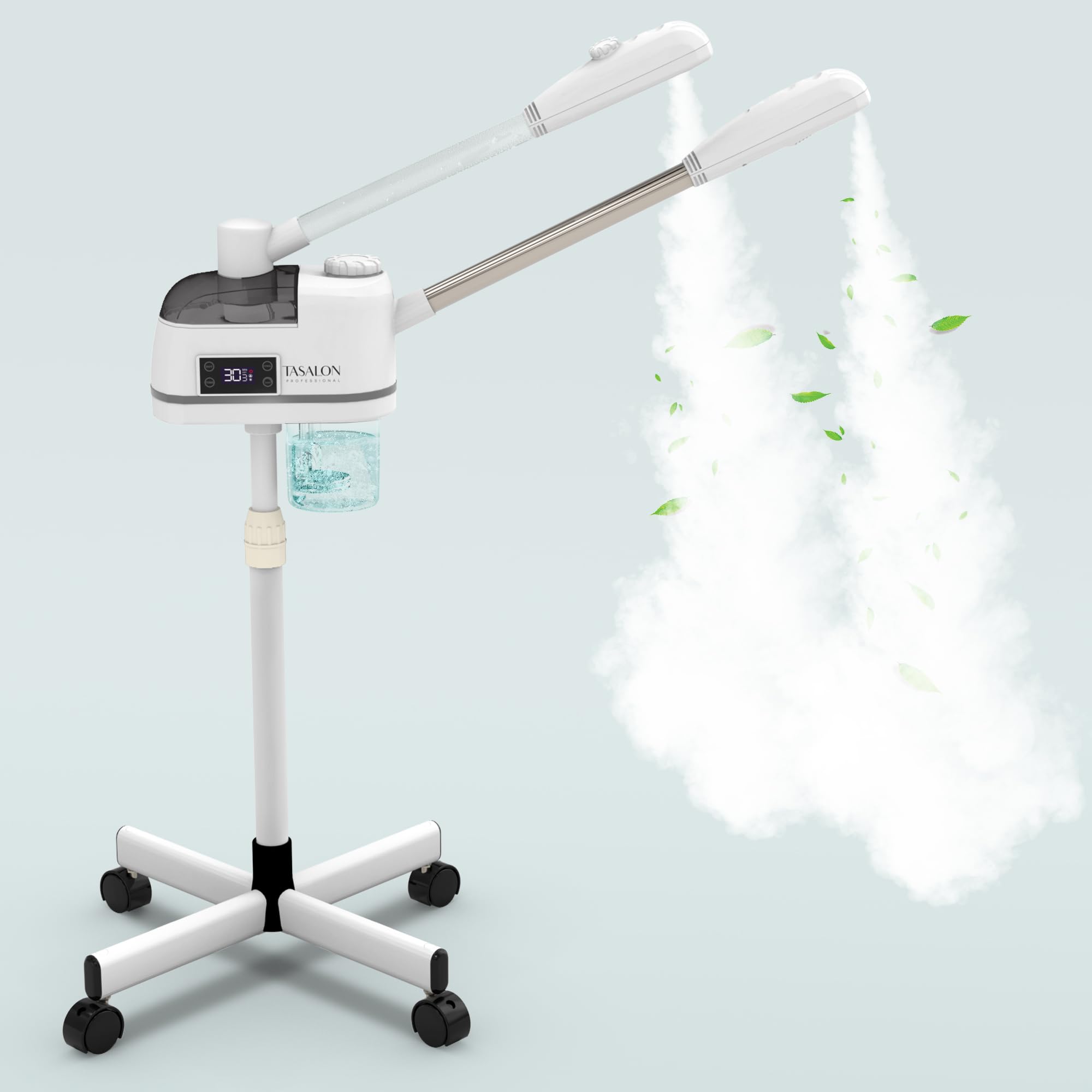 Professional 2-in-1 Facial Steamer with Ozone & Hot/Cold Mist - Ionic Face Steamer for Deep Cleaning & Moisturizing - Mobile Spa & Home Use - White Ozone Humidifier | Perfect for Facial Treatments, At-Home Spa Days & Skin Hydration Therapy