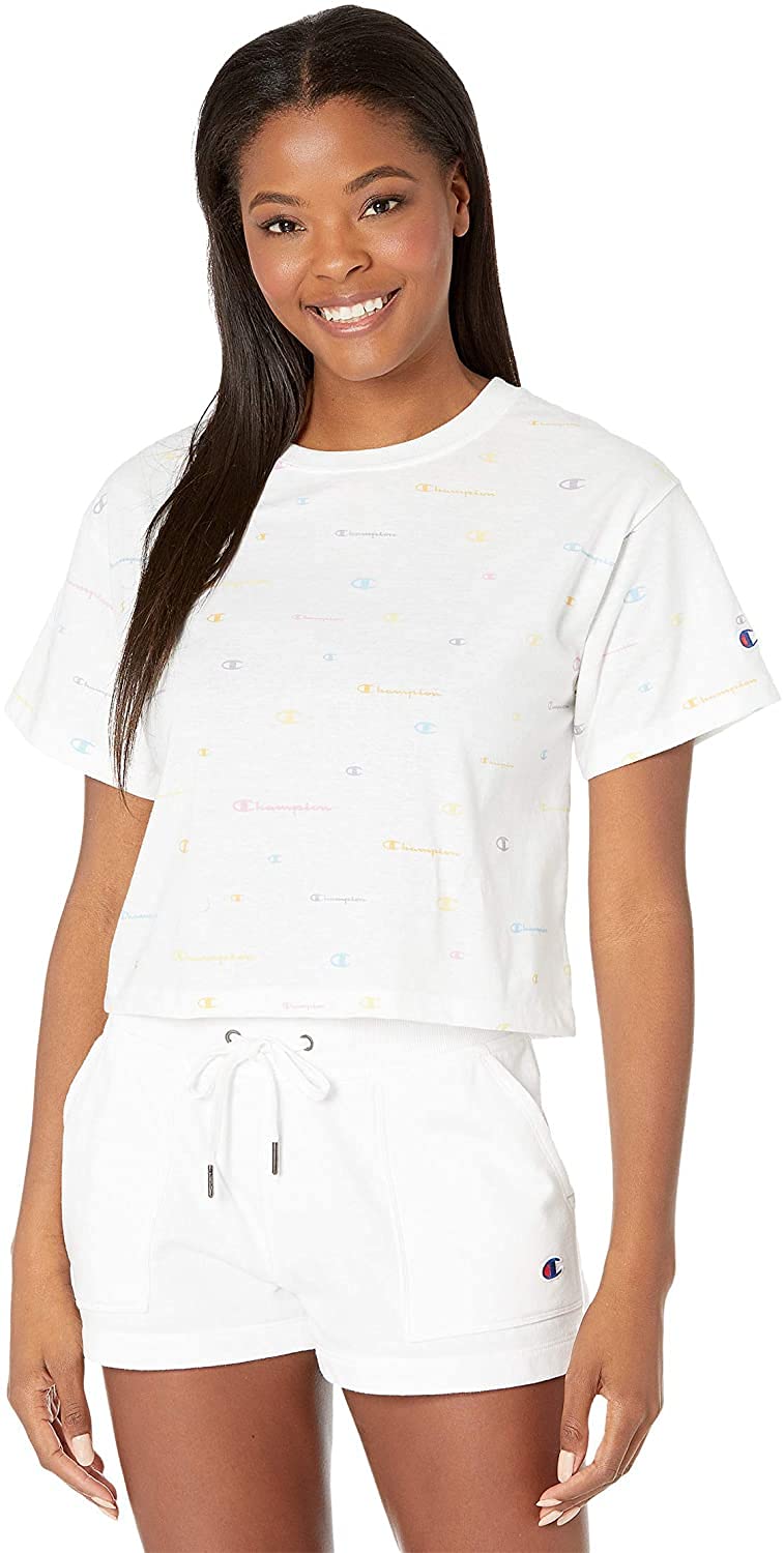 Champion Women's Graphic Cropped T-Shirt - Soft Cotton Casual Tee for Workout, Gym & Streetwear Fashion (Retired Colors Collection)