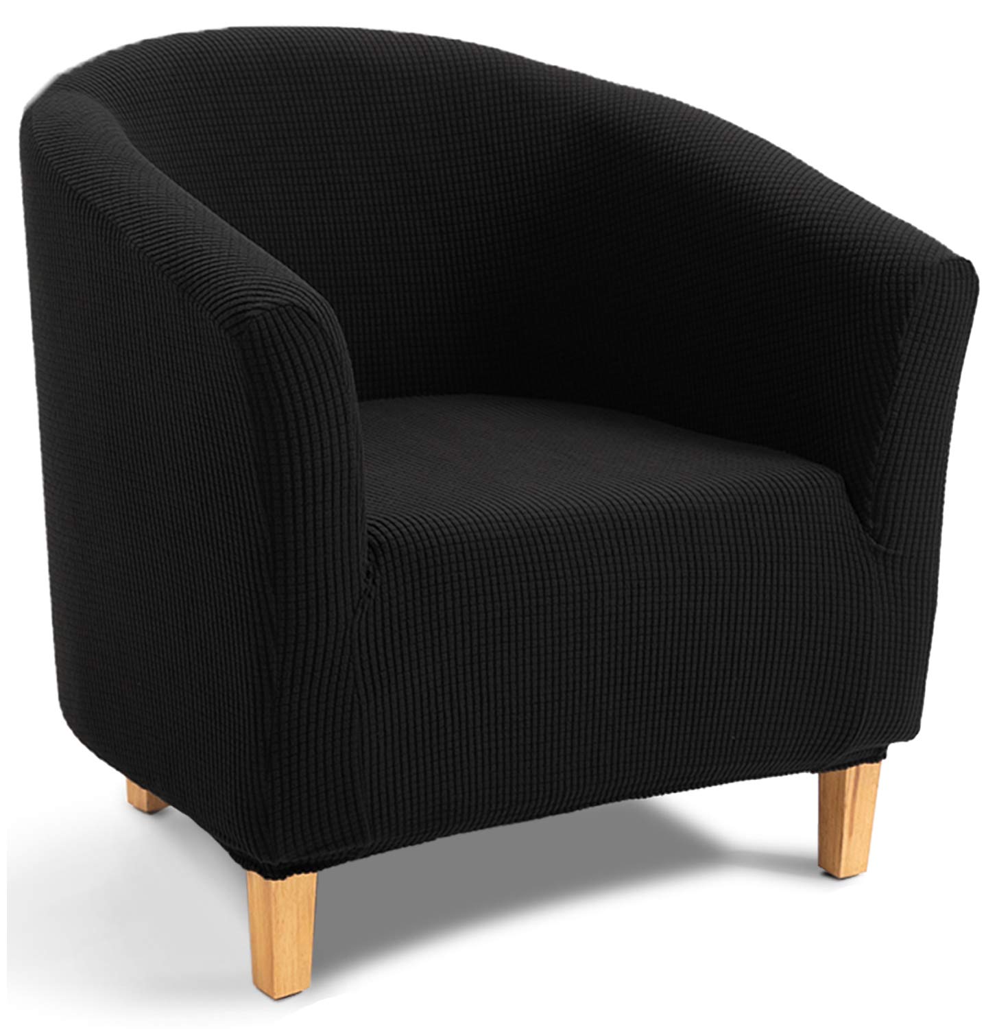 TIANSHU Jacquard Stretch Tub Chair Cover - Non-Slip Armchair Slipcover for Dining, Living Room & Office - Perfect for Club Chairs, Barrel Chairs & Reception Seating (Black)